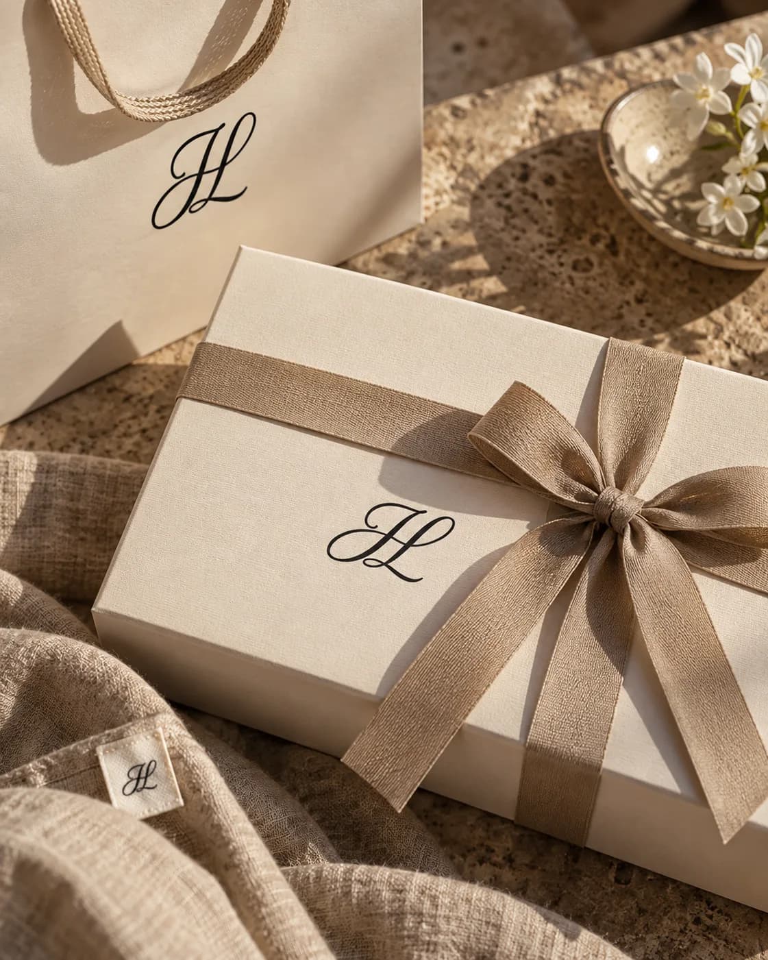 Le monogramme sur un coffret cadeau