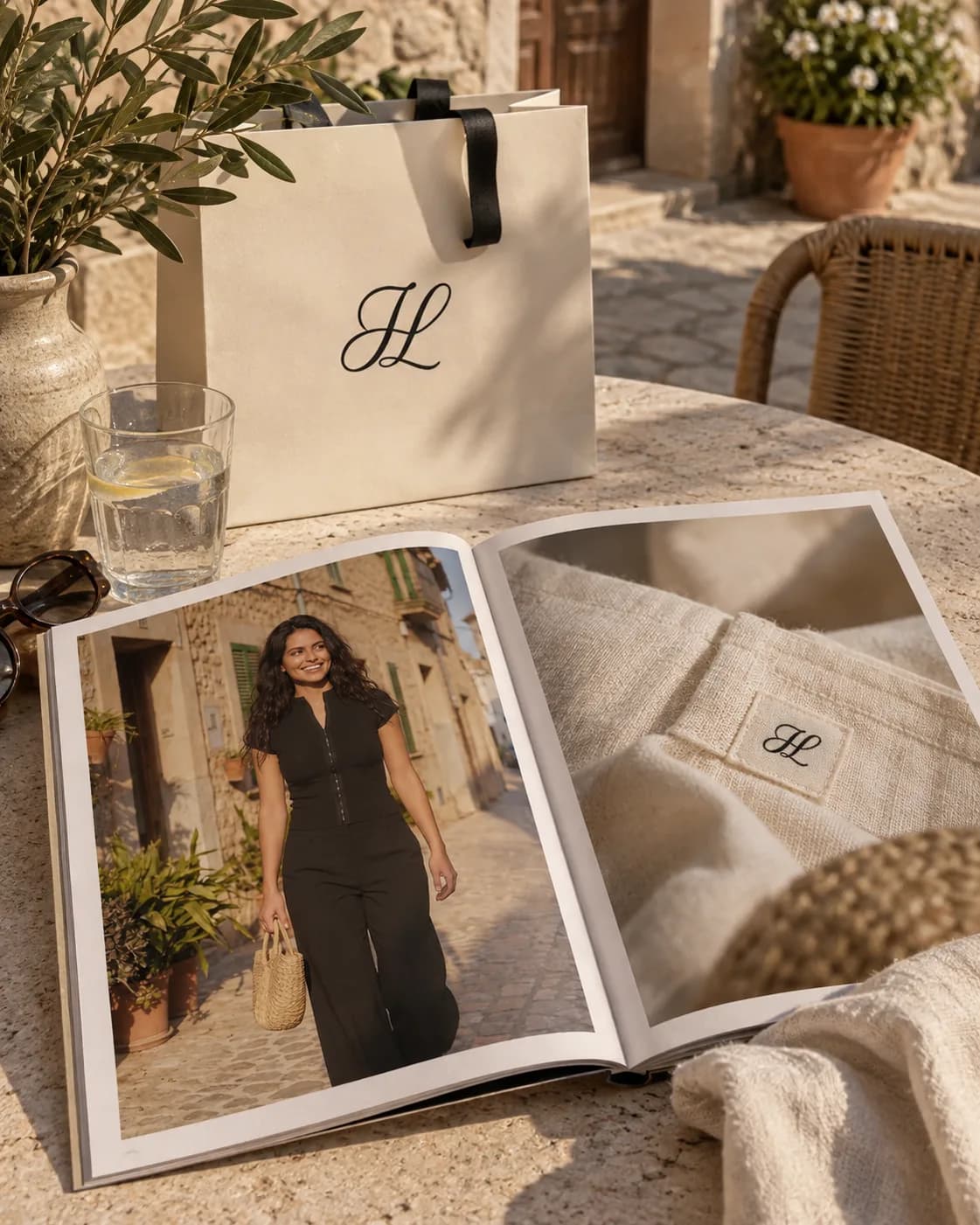 La collection dans un lookbook imprimé