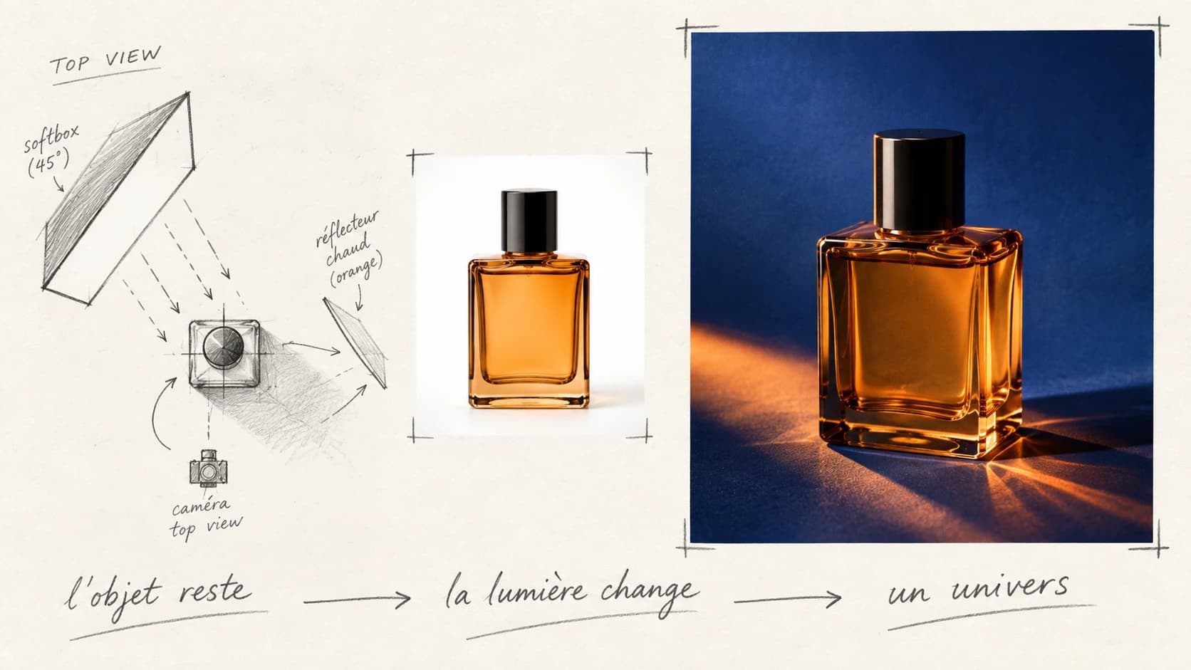 Exploration du passage du packshot à une scène