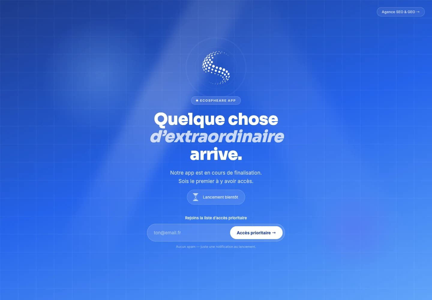 Page de prélancement